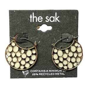 The Sak Gold-Tone Drop Hoop Earrings with Cream Inlay (New on Card)